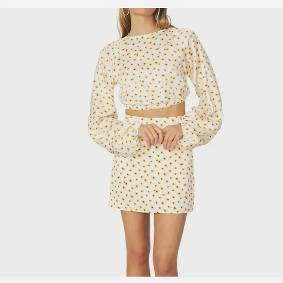 WeWoreWhat •Satin Mini Slip Skirt Ditsy Floral Daisies Revolve Cottagecore S NWT - Picture 3 of 4